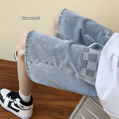 Men Jeans Denim Shorts Men's Fifth Pants Summer Loose Straight Cargo Pants