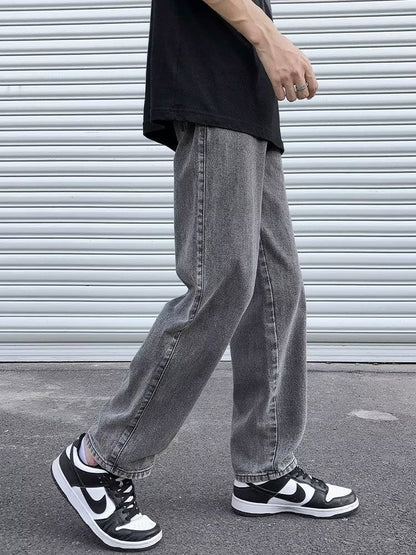 Men Jeans Smoky Gray Jeans Summer Baggy Straight Trousers