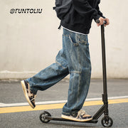 Men Jeans Cargo Jeans Male Autumn and Winter Loose Straight-Leg Trousers