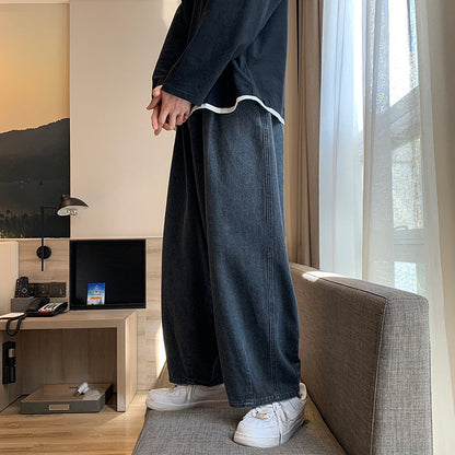 Men Jeans Vintage Jeans Men's Loose Straight Wide Leg Pants