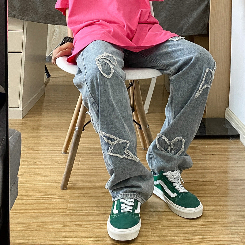 Men Jeans Hip Hop Jeans Men's Summer Loose Straight Trousers
