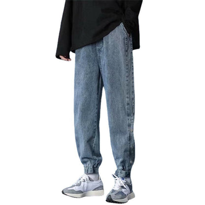Men Jeans Loose Straight Wide Leg Summer Casual Trousers
