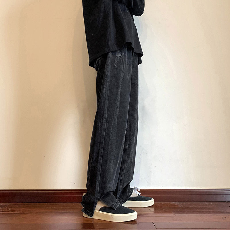 Men Jeans Wide-Leg Straight Pants Summer