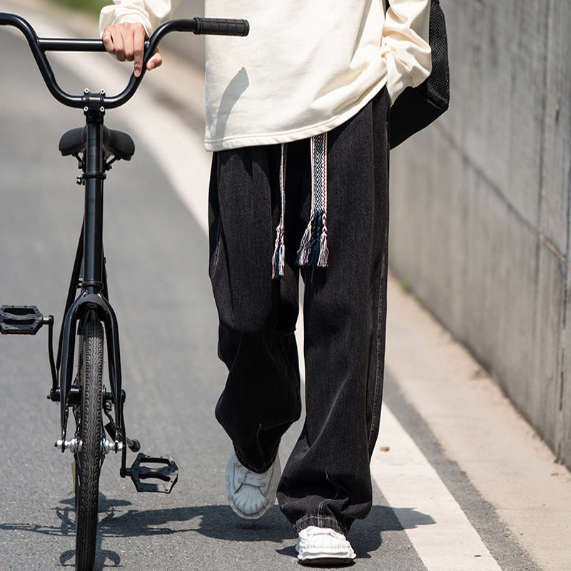 Men Jeans Spring and Autumn plus Size Loose Straight Oversize Wide Leg Pants