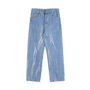 Men Jeans Tie-Dyed Jeans Men's Summer Straight Loose Hiphop Wide Leg Trousers