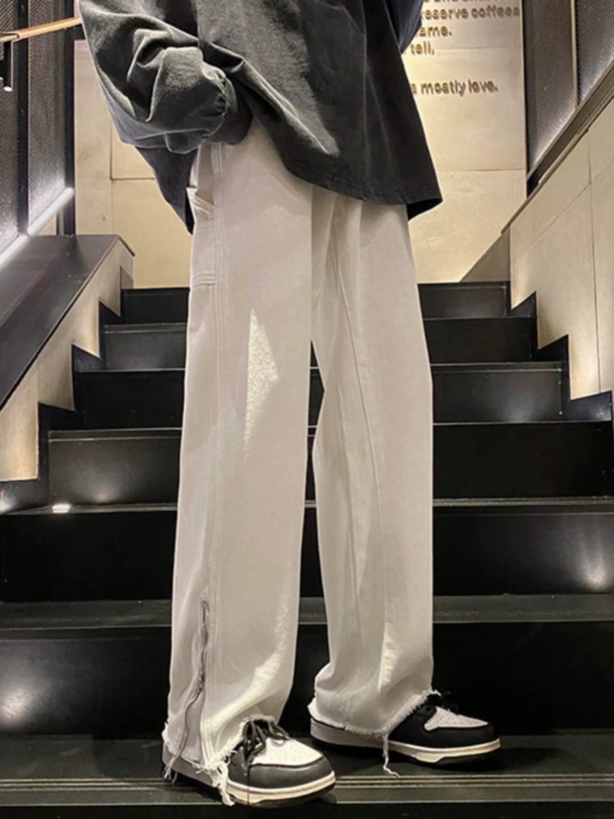 Men Jeans Fall Retro Straight-Leg Pants Bootcut Trousers