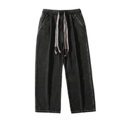Men Jeans Worn Jeans Men Autumn and Winter Loose plus Size Wide Straight Wide Leg Casual Trousers