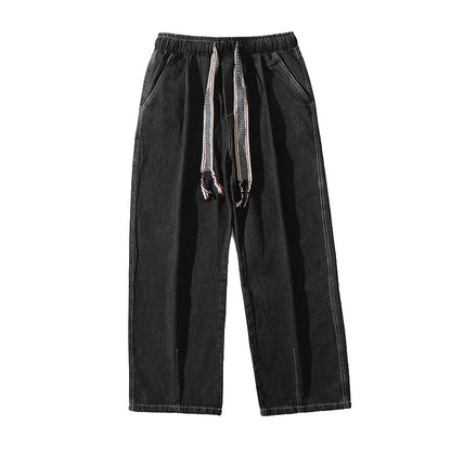 Men Jeans Worn Jeans Men Autumn and Winter Loose plus Size Wide Straight Wide Leg Casual Trousers