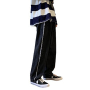Men Jeans Vintage Jeans Summer Black Casual Trousers Baggy Straight Trousers