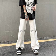 Men Jeans Printed Jeans Men Baggy Straight Trousers