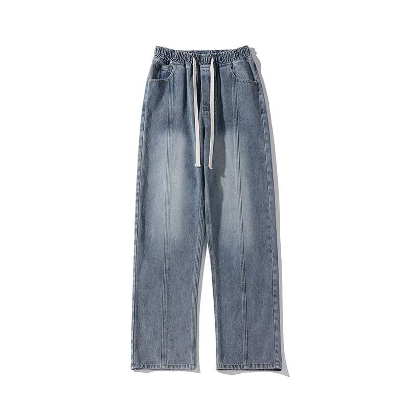 Men Jeans Summer Oversize Straight Loose Wide-Leg Pants