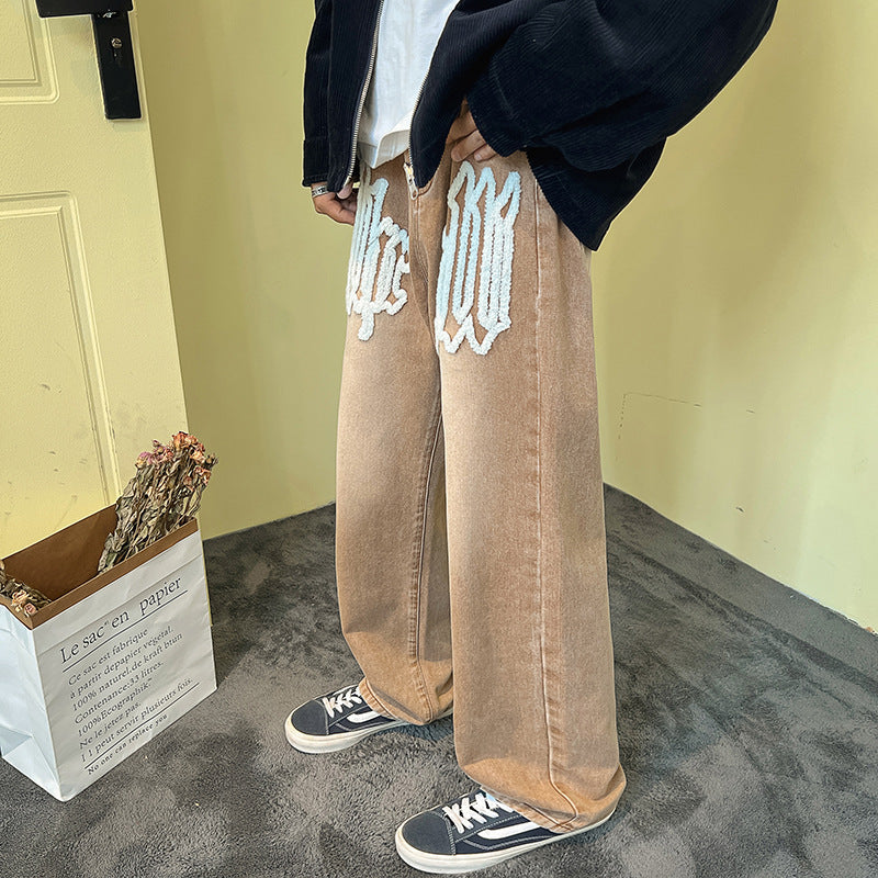 Men Jeans Hiphop Jeans Men Autumn Loose Straight Trousers