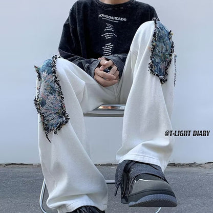 Men Jeans Oversize White Jeans plus Size Straight-Leg Trousers