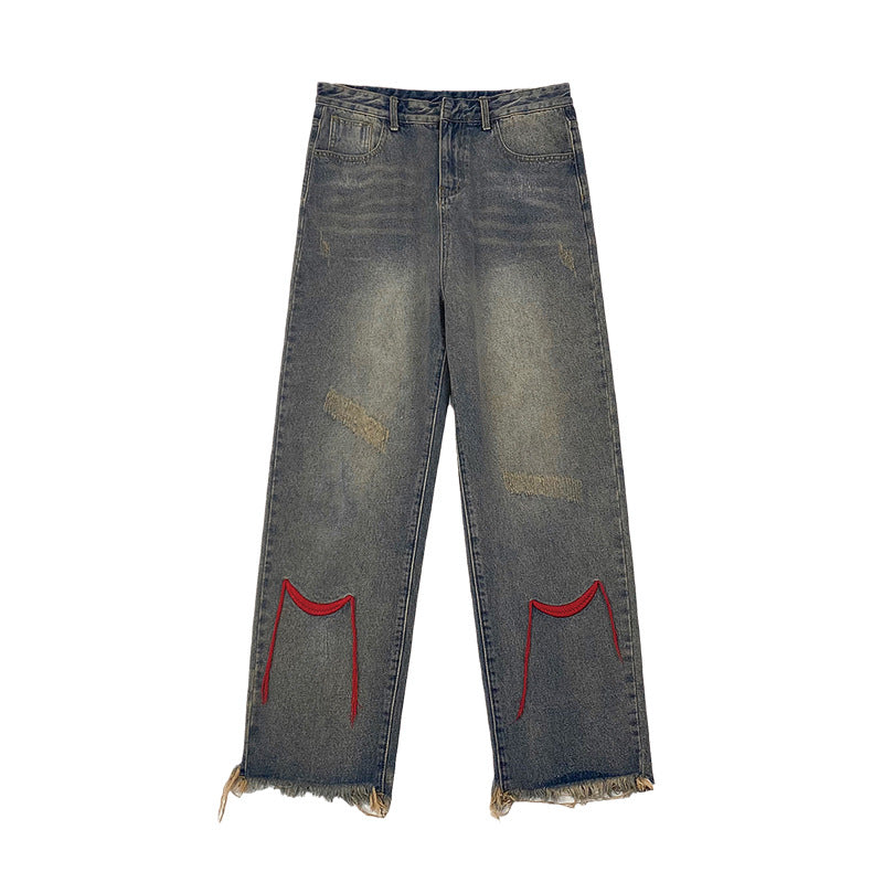 Men Jeans Hiphop Loose Straight Wide Leg Pants