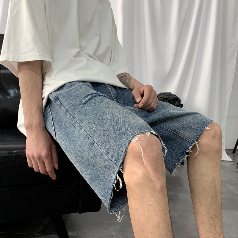 Men Jeans Ripped Denim Shorts Casual Shorts