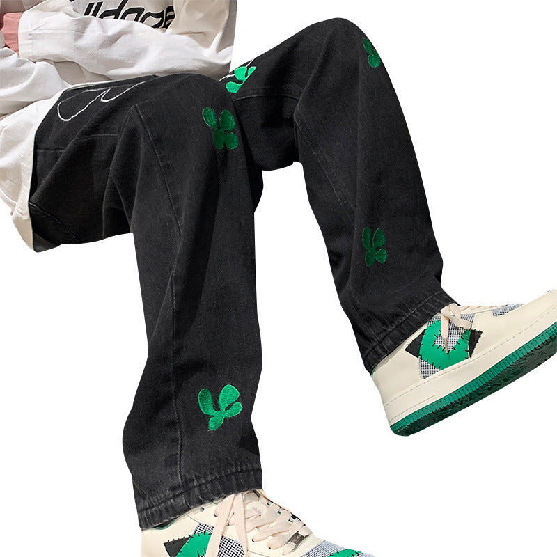 Men Jeans Men's Summer Casual Pants Loose Straight-Leg Wide-Leg Pants