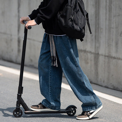 Men Jeans Spring and Autumn plus Size Loose Straight Oversize Wide Leg Pants