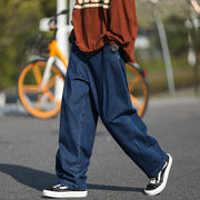 Men Jeans Washed Jeans Autumn Straight Wide Leg Pants Oversize Casual Pants