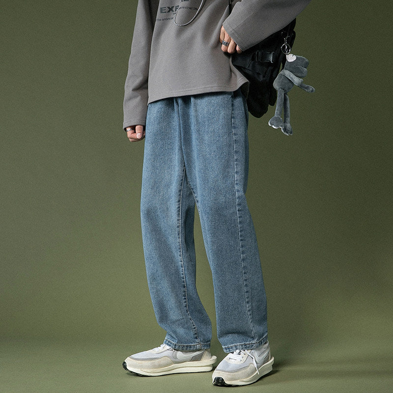 Men Jeans Straight Loose Summer Boys Casual Trousers