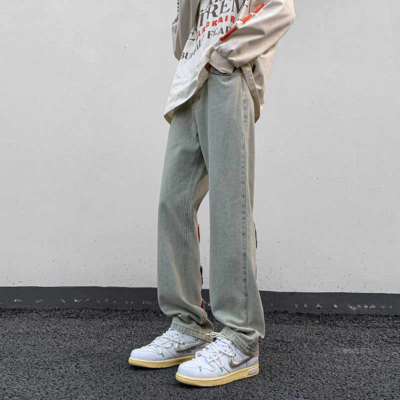 Men Jeans Country XINGX Embroidered Jeans Men Straight Bootcut Trousers