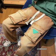 Men Jeans Cargo Jeans Loose Straight Wide Leg Casual Trousers