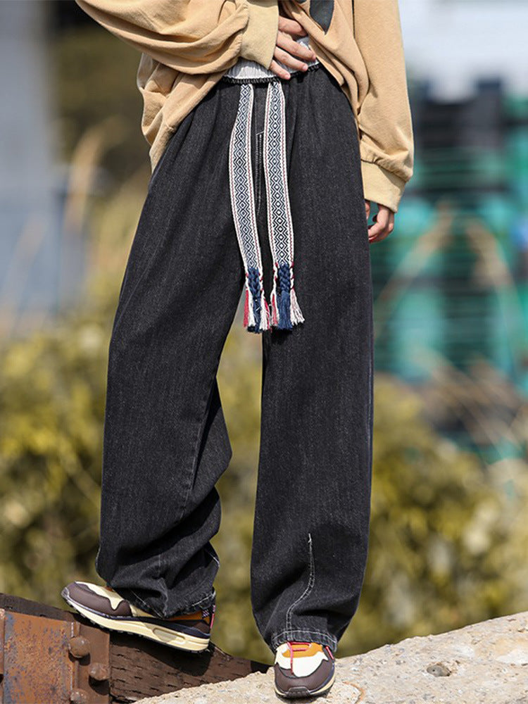 Men Jeans Vintage Jeans Men's Loose plus Size Oversize Pants Straight Wide Leg Pants