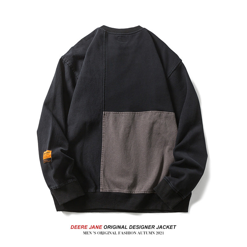 Men Pullover Hoodie Sweater Men Japanese-Style Retro Loose All-Match Trendy Long Sleeve