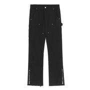 Men Jeans Casual Pants Zipper Cargo Pants Straight Bootleg Pants