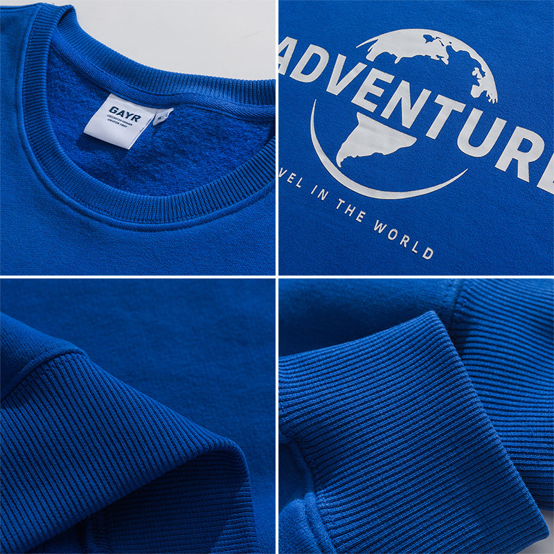 Men Pullover Hoodie Sweater Men's and Women's Spring and Autumn Loose Blue Autumn Top