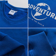 Men Pullover Hoodie Sweater Men's and Women's Spring and Autumn Loose Blue Autumn Top