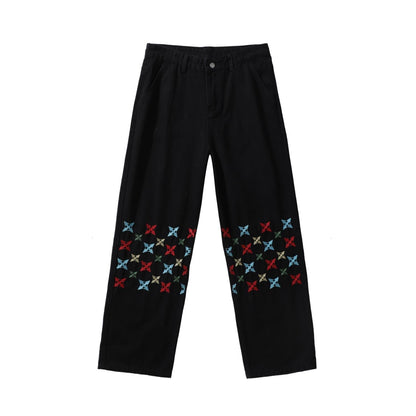 Men Jeans Straight-Leg Trousers Baggy Pants