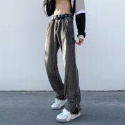 Men Jeans Oversize Zipper Jeans Summer Slim-Fit Micro Flared Pants