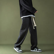 Men Jeans Spring and Autumn Straight Loose Drawstring Pants Retro Wide-Leg Pants