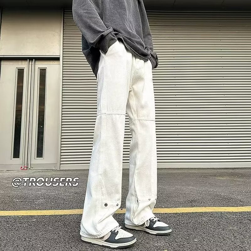Men Jeans Summer Retro Baggy Straight Trousers