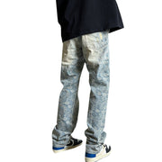 Men Jeans Ripped Jeans Men's Washed Vintage Paisley Straight Casual Pants