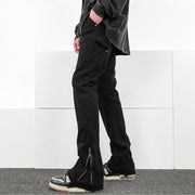 Men Jeans Casual Pants Zipper Cargo Pants Straight Bootleg Pants