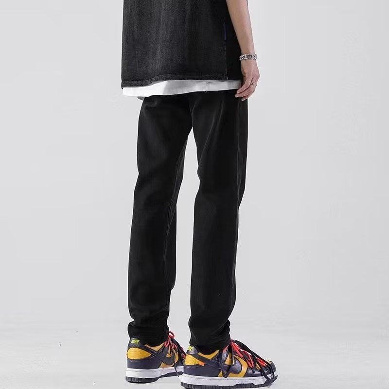 Men Jeans Washed Jeans Men's Summer Loose Straight Distressed Casual Pants