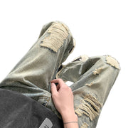 Men Jeans Ripped Jeans Men's Summer Retro Casual Trousers
