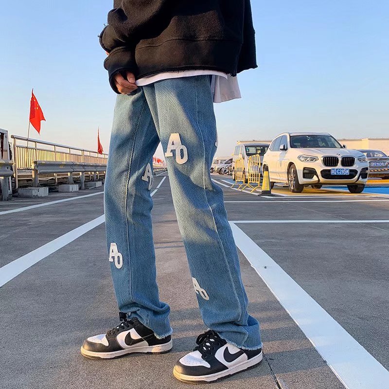 Men Jeans Retro Pants Black Jeans