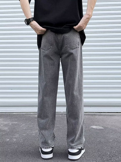 Men Jeans Smoky Gray Jeans Summer Baggy Straight Trousers
