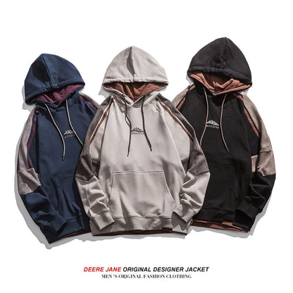 Men Pullover Hoodie Spring Patchwork Hoodie Men Spring Loose Casual