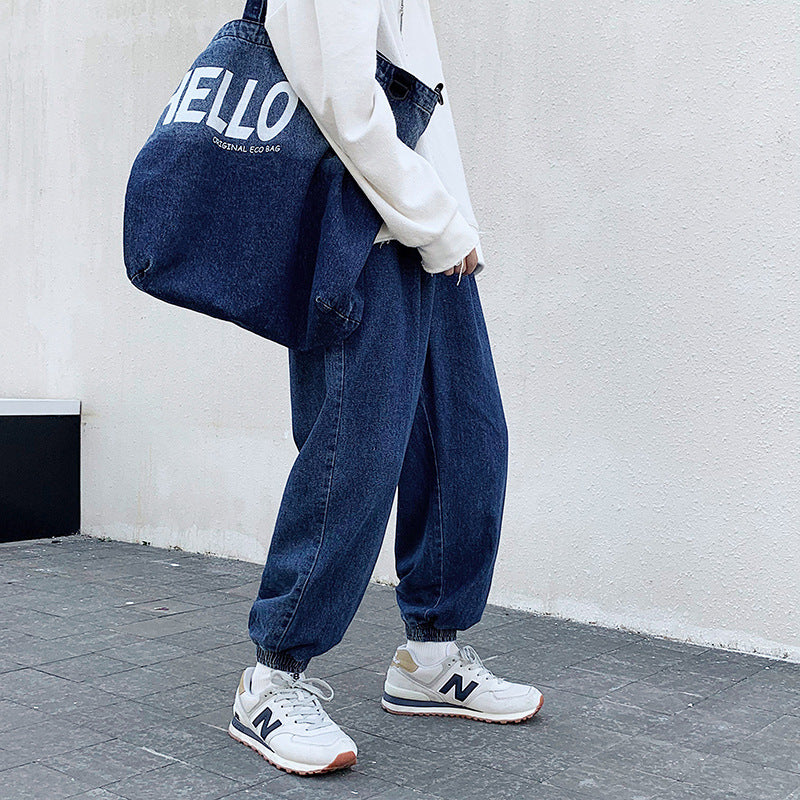Men Jeans Ankle Banded Pants Jeans Men Loose Men's Pants