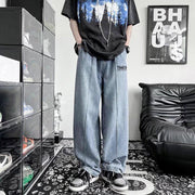 Men Jeans Oversize Autumn Wide Leg Pants Baggy Straight Trousers