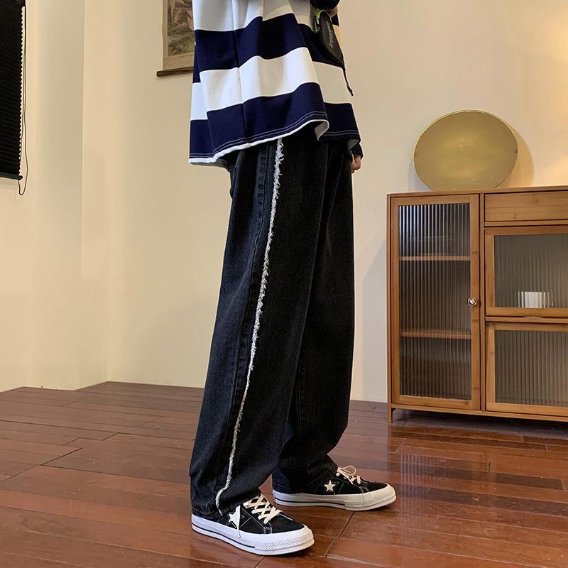 Men Jeans Vintage Jeans Summer Black Casual Trousers Baggy Straight Trousers