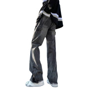 Men Jeans Oversize Zipper Jeans Summer Slim-Fit Micro Flared Pants