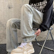Men Jeans Washed-out Vintage Jeans Men's Slim Fit Skinny Straight Cargo Pants