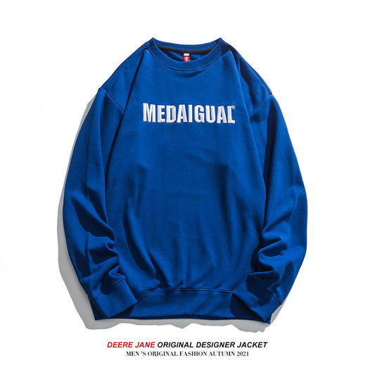 Men Pullover Hoodie Spring Sweater Spring and Autumn Loose Couple Blue