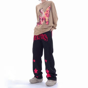 Men Jeans XINGX Paste Cloth Embroidery Jeans Retro Hip Hop Straight Loose Trousers