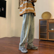 Men Jeans Vintage Jeans Summer Black Casual Trousers Baggy Straight Trousers