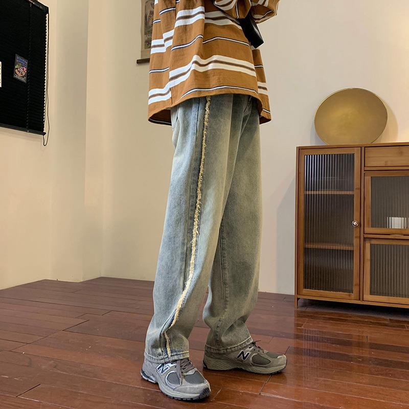 Men Jeans Vintage Jeans Summer Black Casual Trousers Baggy Straight Trousers